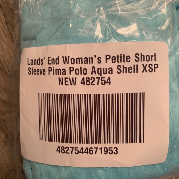 NWT LANDS' END WOMEN'S SHORT SLEEVE SUPIMA COTTON POLO SHIRT AQUA SHELL XSP - Picture 8 of 9